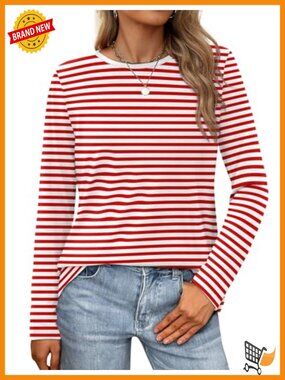 Long Sleeve Crew Neck T-Shirt Casual Loose Fit Comfy Basic Top